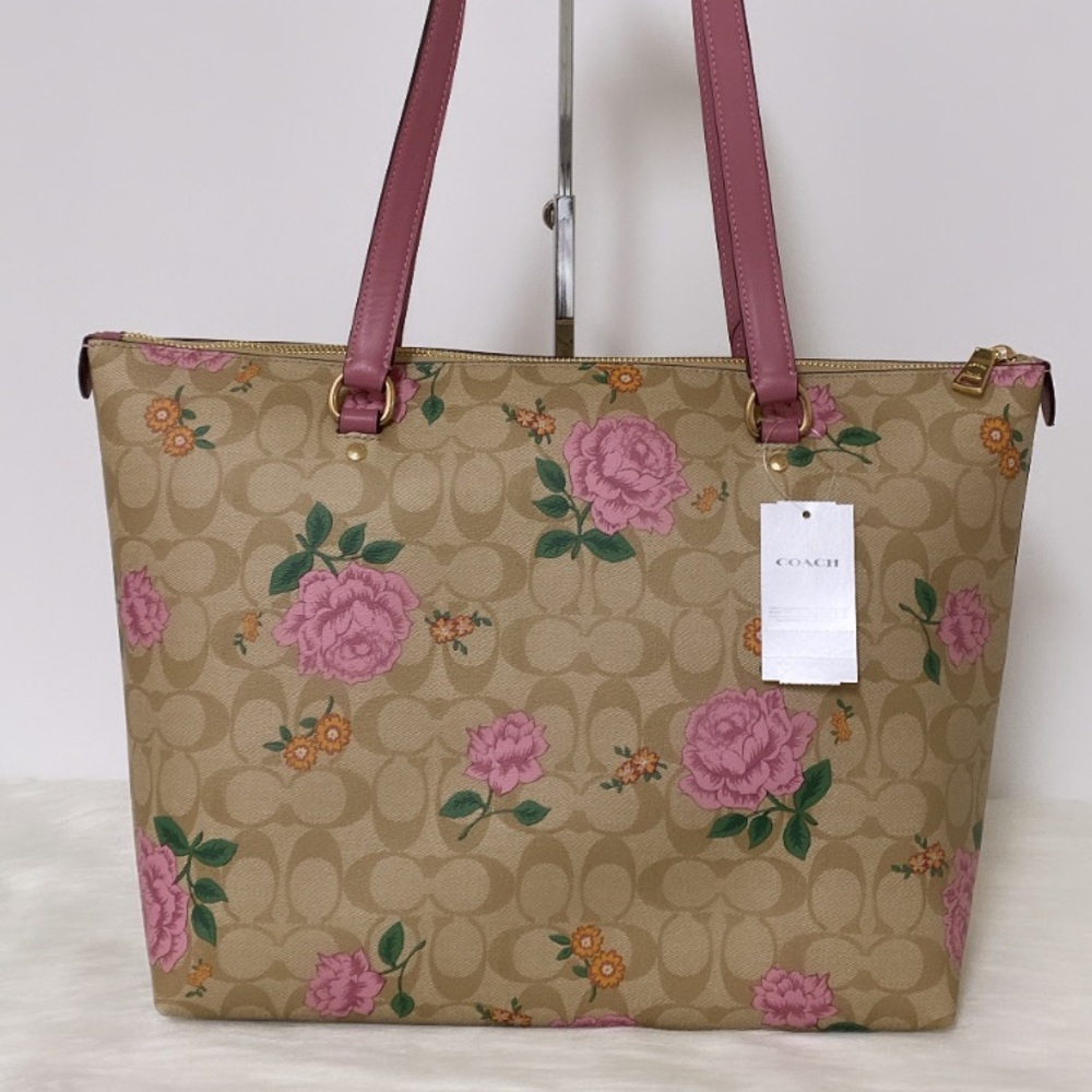 NWT💃Coach Gallery Tote Bag In Signature Canvas With Prairie Rose - Picture 7 of 10